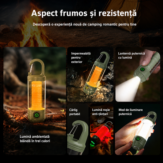 Lampă camping anti-țânțari, 4 moduri de iluminare
