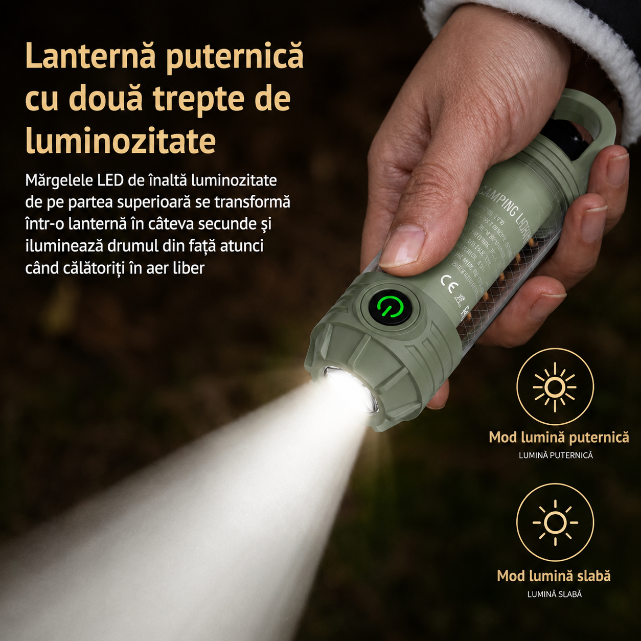 Lampă camping anti-țânțari, 4 moduri de iluminare